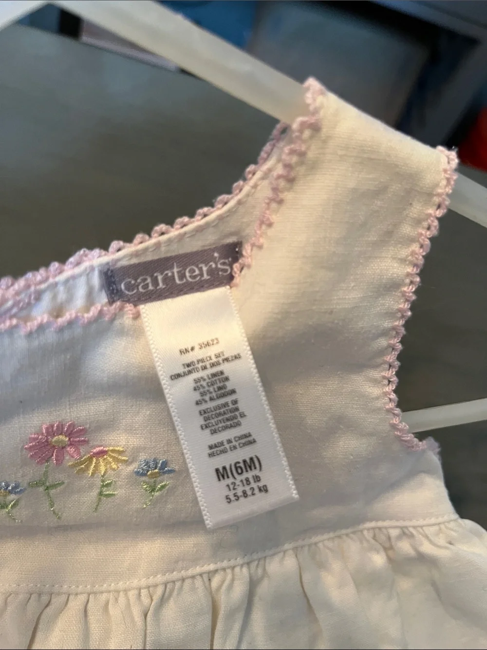 Vintage Carter's Sweet Daisy White Dress Pink Trim Flowers w/Bloomers 6 Mo NWOT